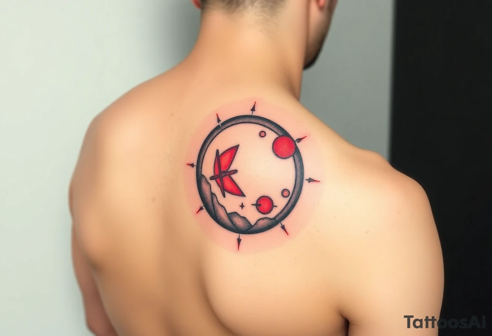 round tattoos with space theme. It can have red color tattoo idea