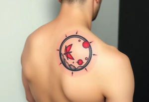 round tattoos with space theme. It can have red color tattoo idea