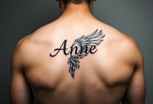 the name Anne in a phoenix feather tattoo idea