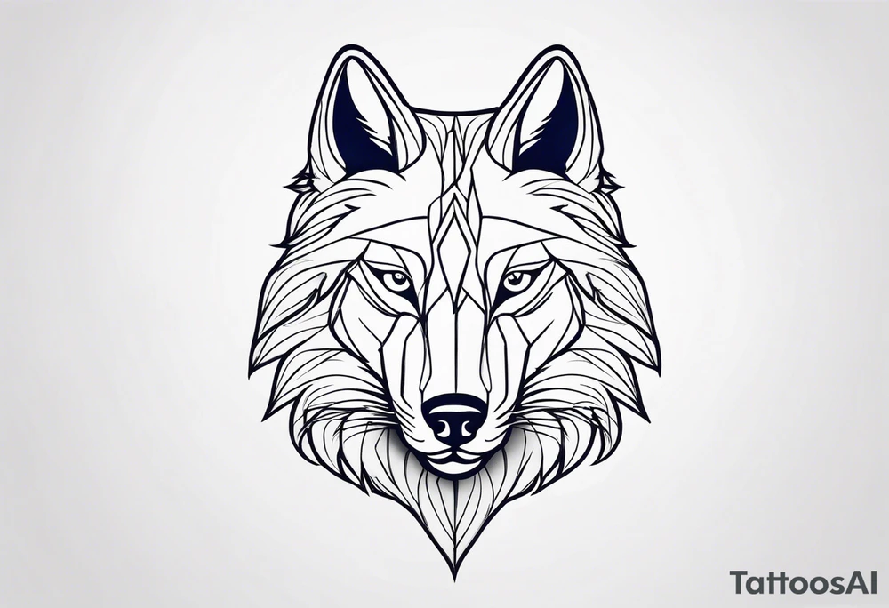 Lobo com uma rosa azul atravessada no olho direito tattoo idea