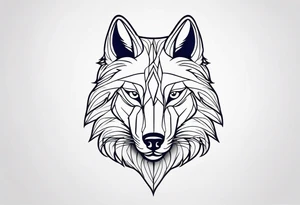 Lobo com uma rosa azul atravessada no olho direito tattoo idea