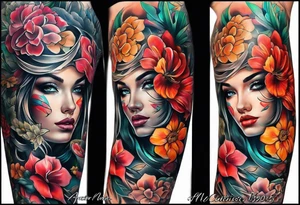 Sleeve with a lot of color tattoo idea