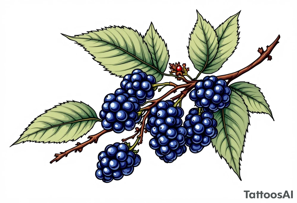 American traditional style Blackberry branch tattoo idea
