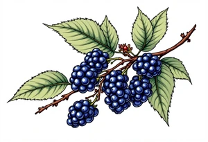 American traditional style Blackberry branch tattoo idea