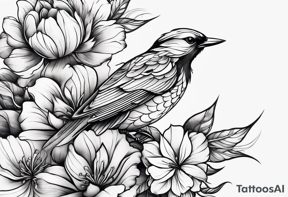 drowing bird tattoo idea