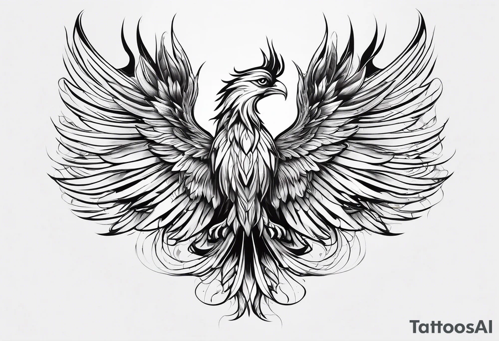 Small phoenix rising up tattoo idea