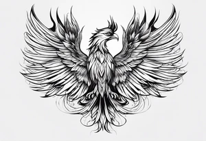 Small phoenix rising up tattoo idea
