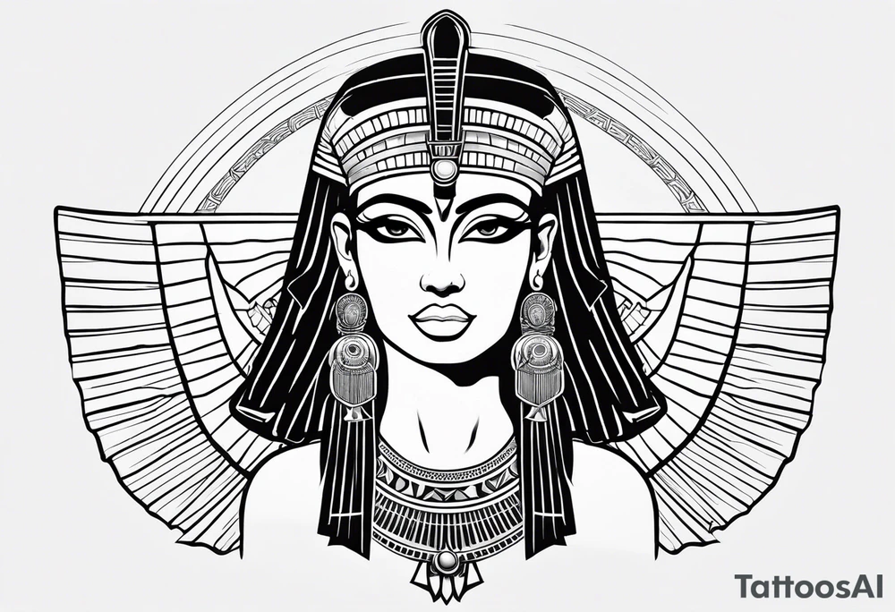 black and white Egyptian goddess Isis tattoo idea