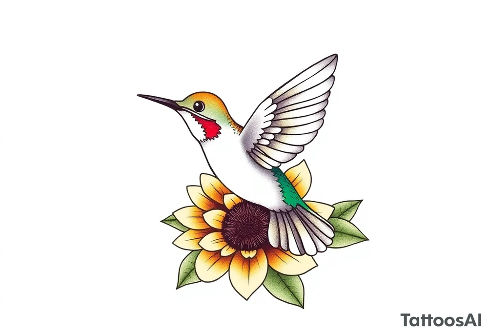 Hummingbird near a sunflower tattoo idea