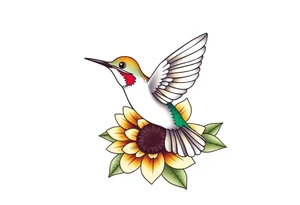 Hummingbird near a sunflower tattoo idea