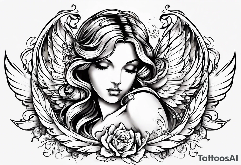 a clipart angel with "my sweet angel" written underneath it tattoo idea