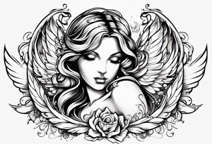 a clipart angel with "my sweet angel" written underneath it tattoo idea