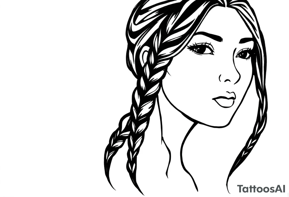 Female Native American dark braided hair tattoo idea