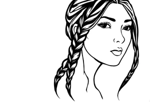 Female Native American dark braided hair tattoo idea