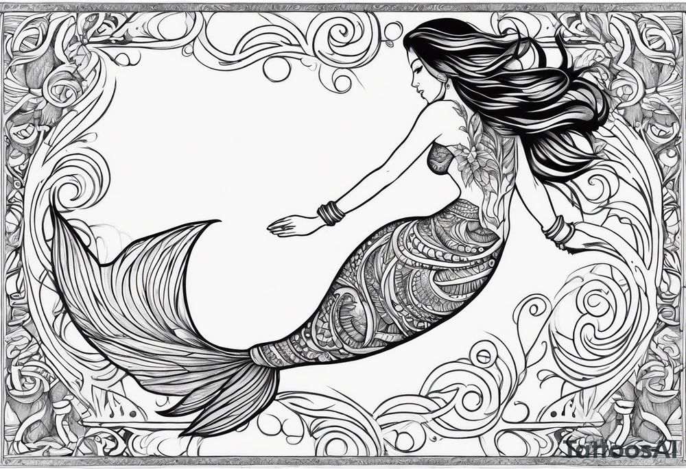 tribal 
pattern mermaid tail tattoo idea