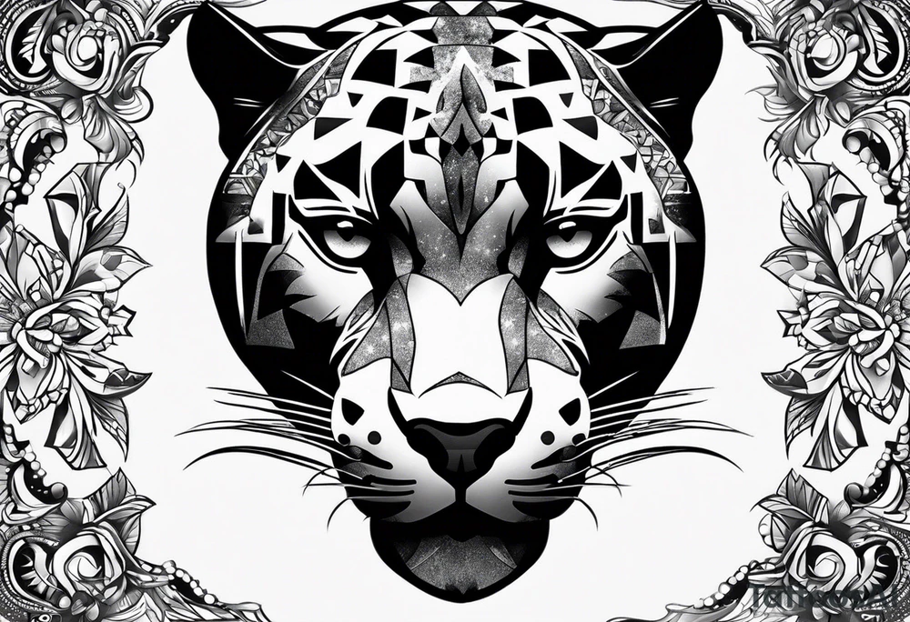 panther face made of stars tattoo idea