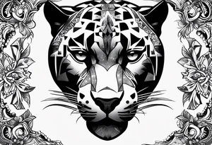 panther face made of stars tattoo idea