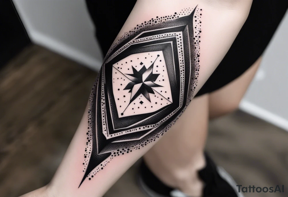 Sleeve on the forearm with a diamond in the middle tattoo idea