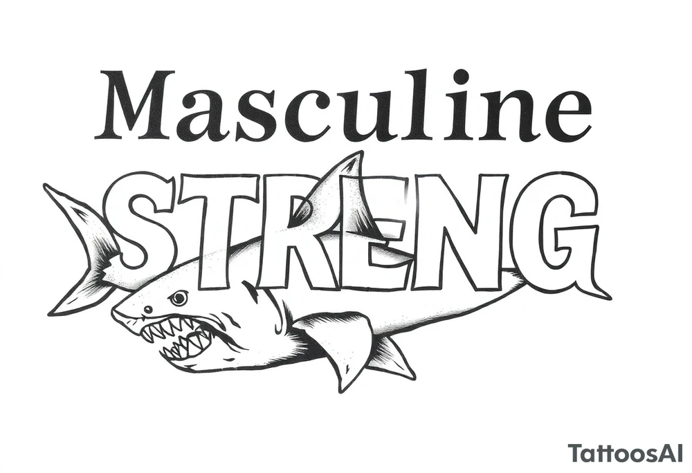 Masculine strong shark flowing tattoo idea