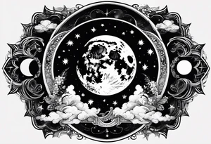 Moon phases stars clouds not black background tattoo idea