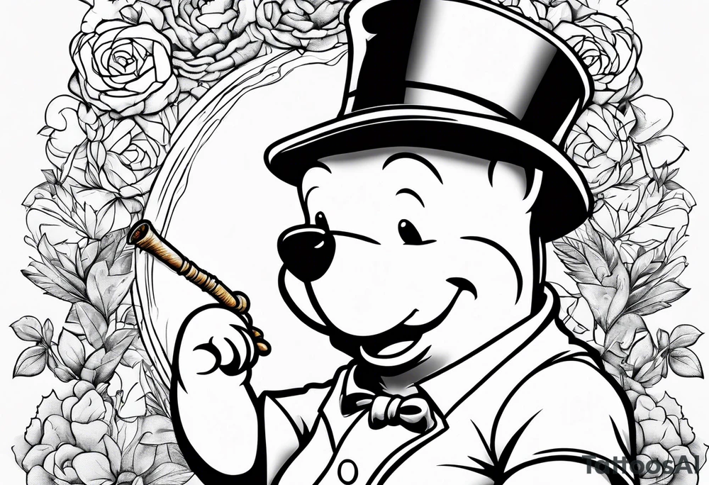 Winnie Pooh smoking joint tattoo idea
