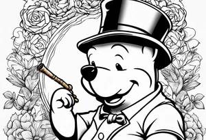 Winnie Pooh smoking joint tattoo idea