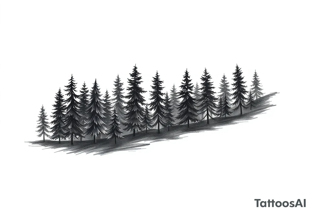 Coniferouse forest silhouette around forearm tattoo tattoo idea Coniferouse forest silhouette around forearm tattoo tattoo idea