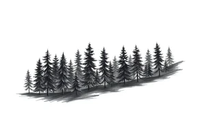 Coniferouse forest silhouette around forearm tattoo tattoo idea