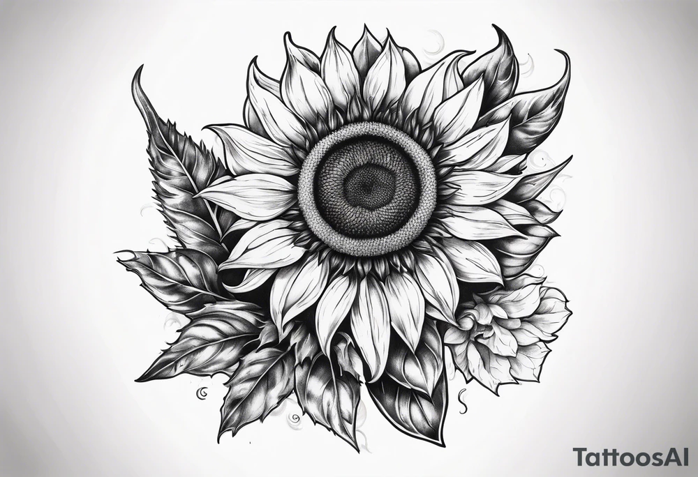 Horseshoe with a sunflower tattoo idea
