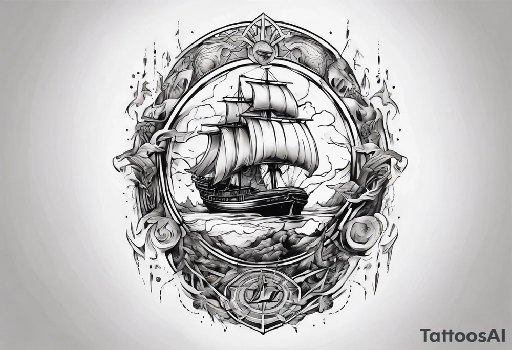 Inner bicep, stretched horizontally, visual representation of the journey of life tattoo idea