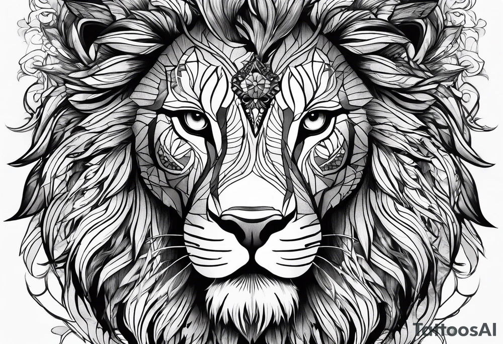 powerful majestic lion, close-up tattoo idea