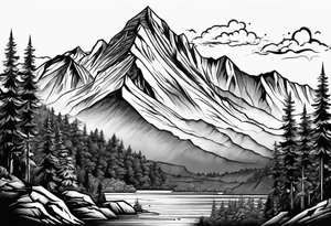 Mountain range on the blade of a chef knife. tattoo idea