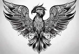 one wing with filigree and african tribal patterns woven through for a sleeve tattoo idea