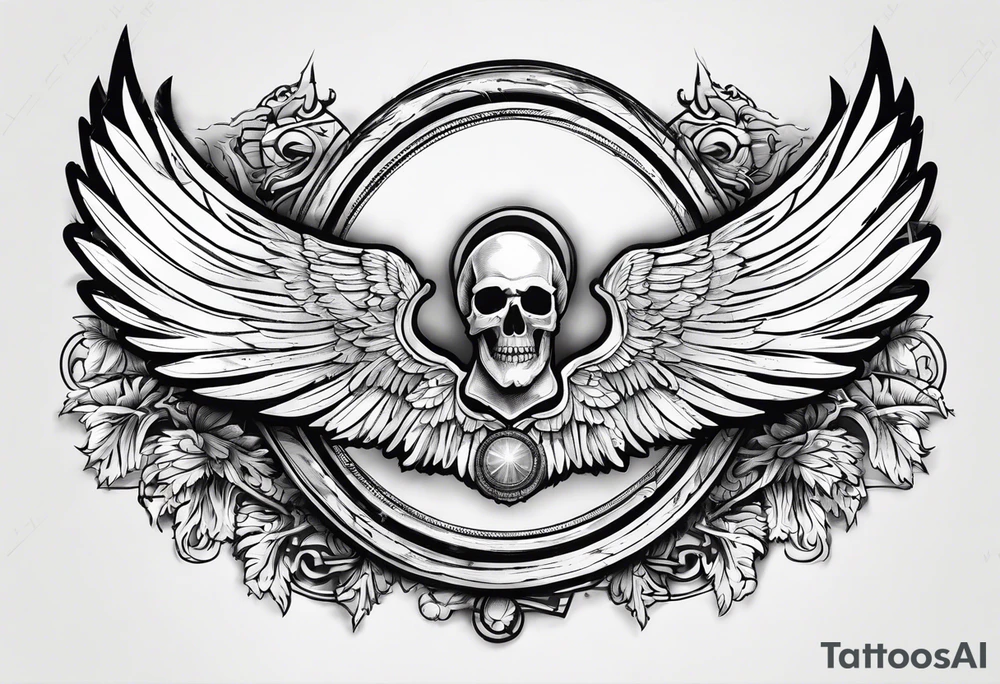 The word Glenn on a banner with angel Wings tattoo idea
