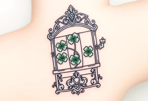 Ornate slot machine with three four leaf clovers tattoo idea