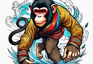 fulj body jumping monkey tattoo idea