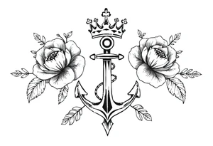 detailed beautiful gothic boho flowers with gorgeous crown and anchor tattoo idea