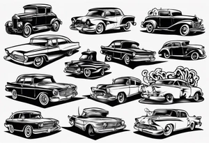 Car infront of sunset tattoo idea