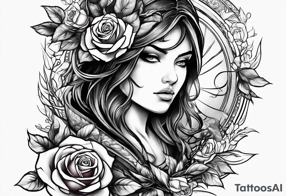 symbol for warrior  , with roses tattoo idea