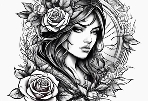 symbol for warrior  , with roses tattoo idea