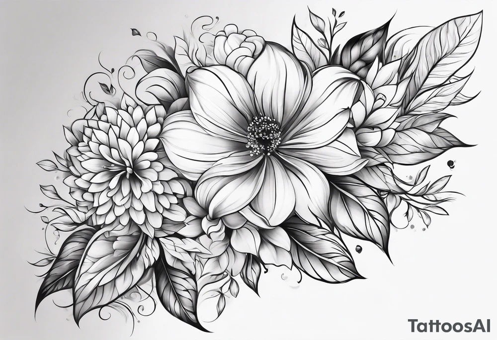 floral leg sleeve tattoo idea