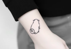 Small pug outline from behind with curly tail tattoo idea