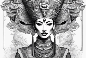 nerfertiti with asian style, dragon tattoo idea
