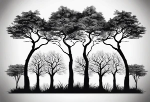 3 tall skinny trees growing out of the same root tattoo idea