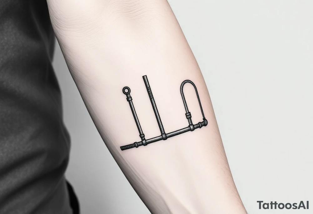 system of 15 thin curved plumbing pipes tattoo idea