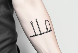 system of 15 thin curved plumbing pipes tattoo idea