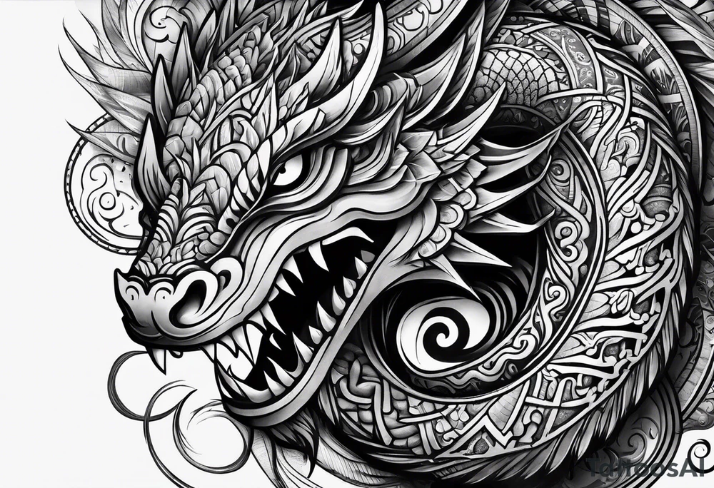 Scary taniwha tattoo idea