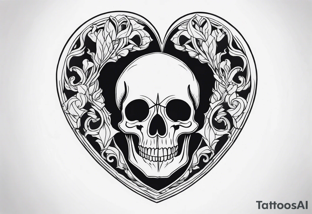 merge visceral heart and skull tattoo idea