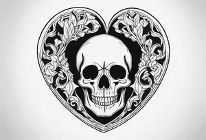 merge visceral heart and skull tattoo idea