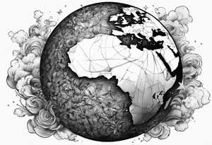 bomb exploding globe tattoo idea